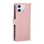 For Xiaomi Poco M7 Pro 5G Wallet Case Triangular Splicing Zipper Leather Flip Cover with Wrist Strap