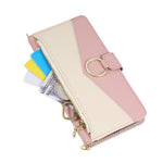 For Xiaomi Poco M7 Pro 5G Wallet Case Triangular Splicing Zipper Leather Flip Cover with Wrist Strap