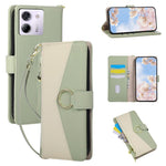 For Xiaomi Poco M7 Pro 5G Wallet Case Triangular Splicing Zipper Leather Flip Cover with Wrist Strap