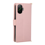 Wallet Case for Xiaomi Redmi Turbo 4 Pro 5G / Poco F7 5G Triangular Splicing Zipper Leather Flip Cover with Wrist Strap
