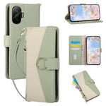 Wallet Case for Xiaomi Redmi Turbo 4 Pro 5G / Poco F7 5G Triangular Splicing Zipper Leather Flip Cover with Wrist Strap