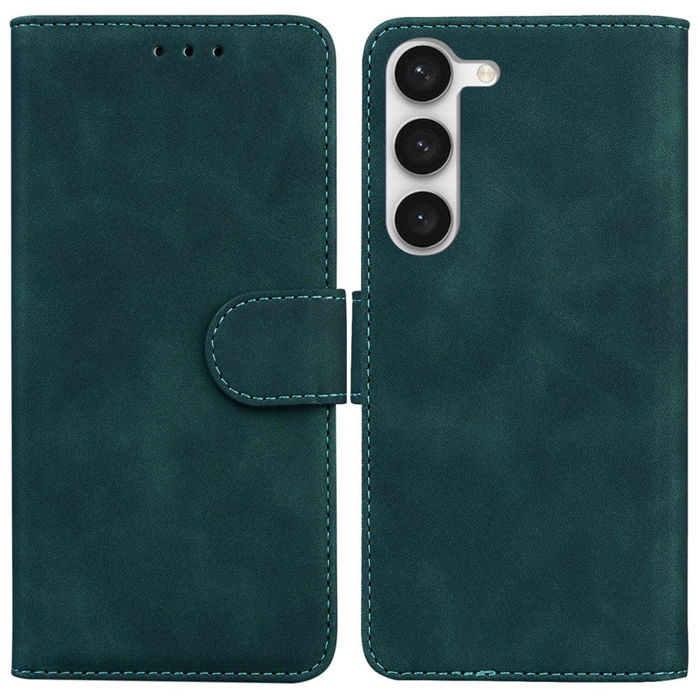 For Samsung Galaxy S23 Solid Color Flip PU Leather Case Wallet Style Magnetic Closure Stand Shockproof Protective Phone Cover