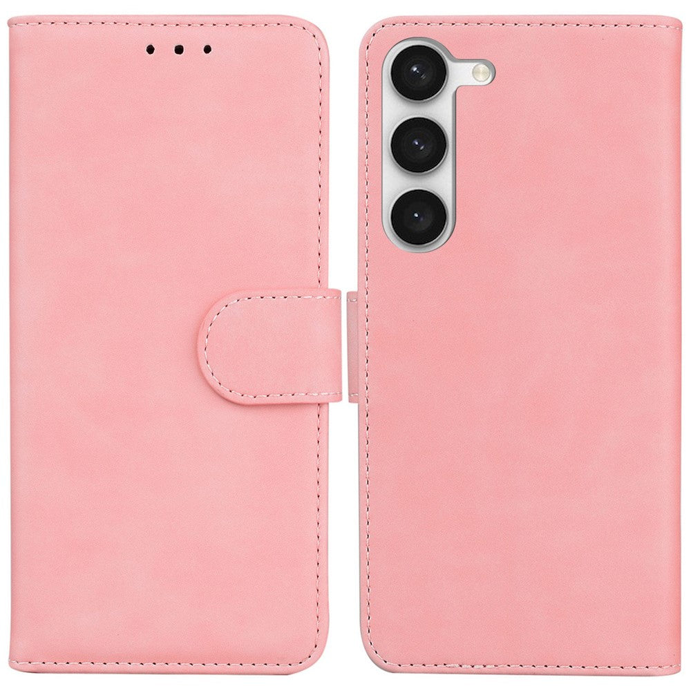 For Samsung Galaxy S23 Solid Color Flip PU Leather Case Wallet Style Magnetic Closure Stand Shockproof Protective Phone Cover