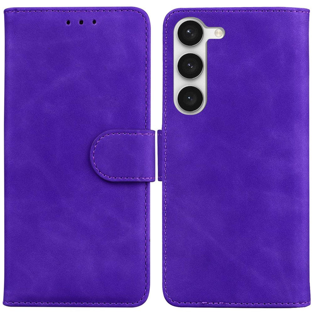 For Samsung Galaxy S23 Solid Color Flip PU Leather Case Wallet Style Magnetic Closure Stand Shockproof Protective Phone Cover
