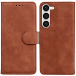 For Samsung Galaxy S23 Solid Color Flip PU Leather Case Wallet Style Magnetic Closure Stand Shockproof Protective Phone Cover