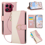 For Oppo Find X9 Pro 5G Wallet Case Triangular Splicing Zipper Leather Flip Cover with Wrist Strap