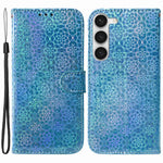 For Samsung Galaxy S23+ Anti-scratch PU Leather Stylish Flower Pattern Phone Cover Wallet Stand Magnetic Case with Strap