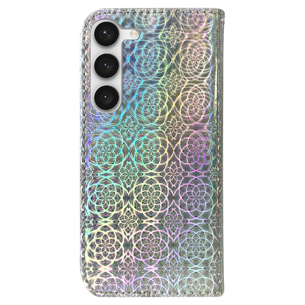 For Samsung Galaxy S23+ Anti-scratch PU Leather Stylish Flower Pattern Phone Cover Wallet Stand Magnetic Case with Strap