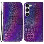 For Samsung Galaxy S23+ Anti-scratch PU Leather Stylish Flower Pattern Phone Cover Wallet Stand Magnetic Case with Strap