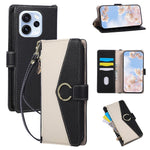 Wallet Case for Oppo Reno15 F 5G / Reno15 FS 5G Triangular Splicing Zipper Leather Flip Cover with Wrist Strap
