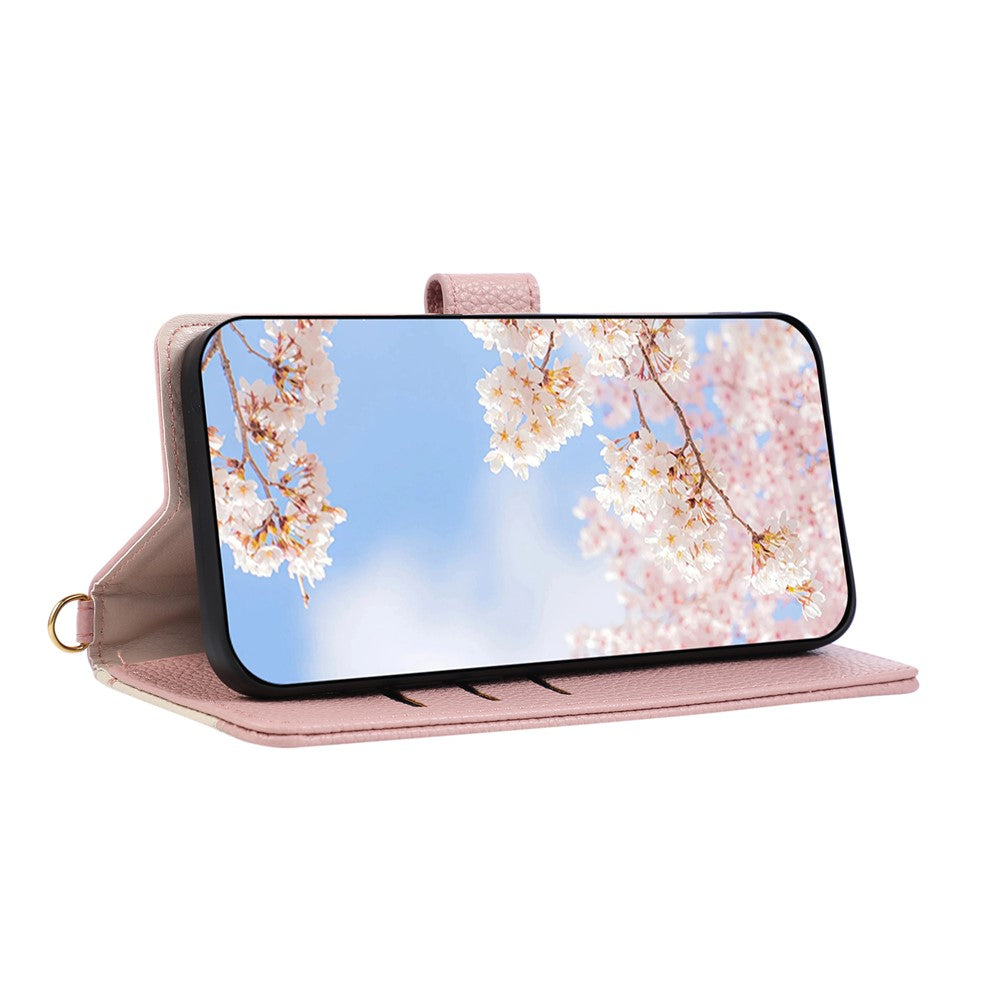 Wallet Case for Honor X9b 5G / Magic6 Lite 5G / X50 5G Triangular Splicing Zipper Leather Flip Cover with Wrist Strap