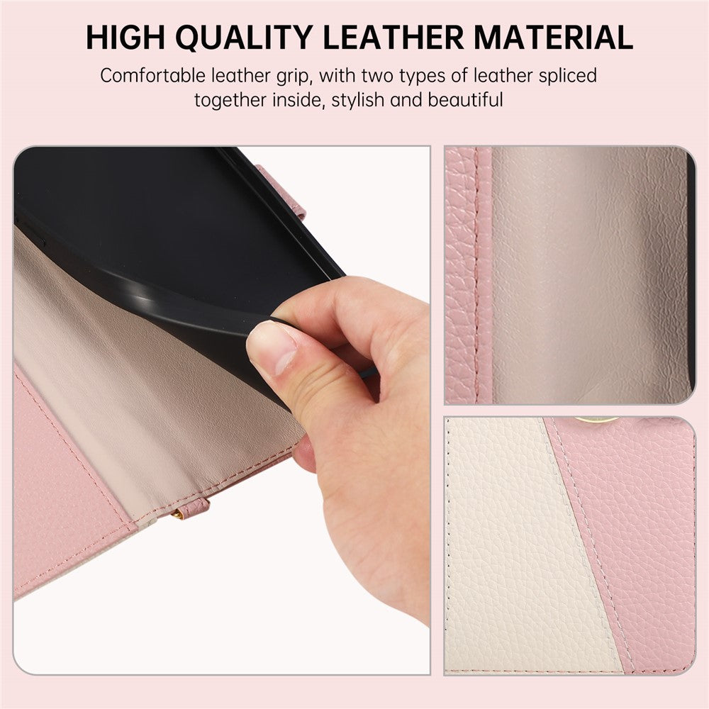 Wallet Case for Honor X9b 5G / Magic6 Lite 5G / X50 5G Triangular Splicing Zipper Leather Flip Cover with Wrist Strap
