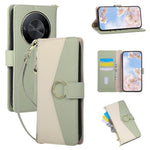 Wallet Case for Honor X9b 5G / Magic6 Lite 5G / X50 5G Triangular Splicing Zipper Leather Flip Cover with Wrist Strap