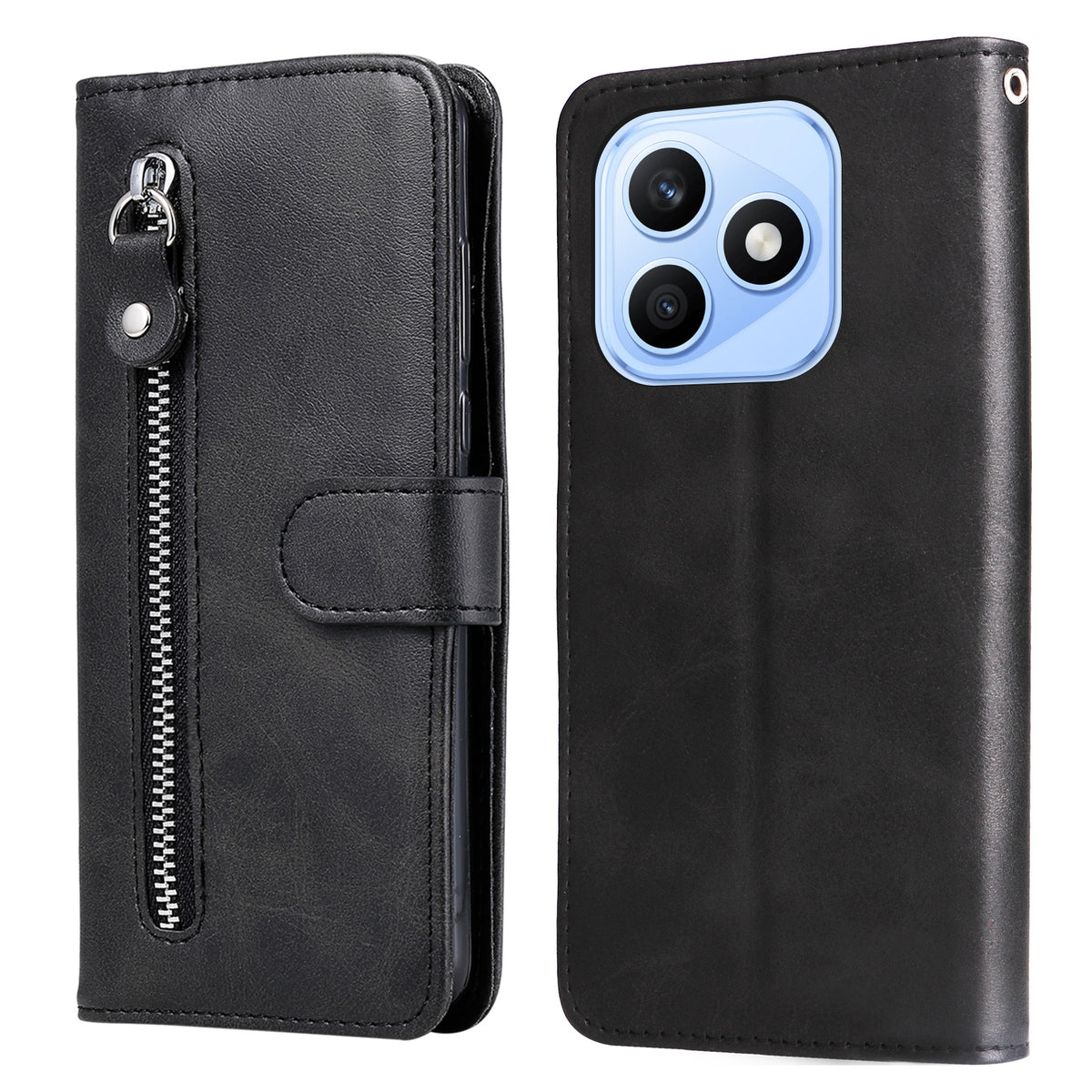 For Honor X8d 4G PU Leather Cases with Zipper Pocket Wallet Phone Cover Stand