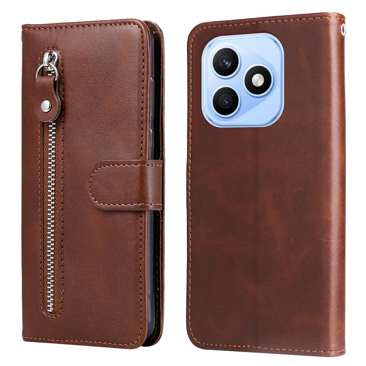 For Honor X8d 4G PU Leather Cases with Zipper Pocket Wallet Phone Cover Stand