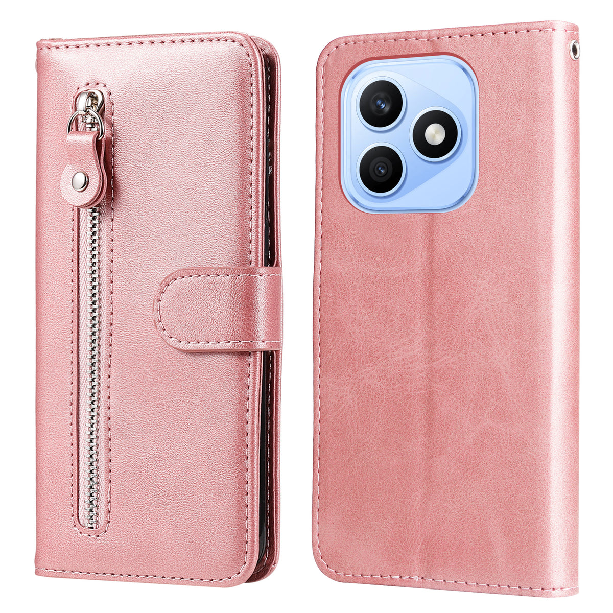 For Honor X8d 4G PU Leather Cases with Zipper Pocket Wallet Phone Cover Stand