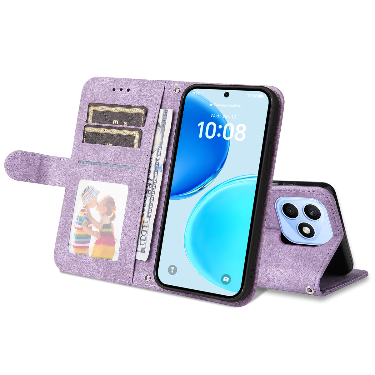 For Honor X8d 4G Leather Wallet Cases Skin Touch Phone Cover Stand with Strap