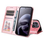 Læderpung-etui med solsikkeaftryk til Motorola Moto G87 5G / G77 5G / G67 5G