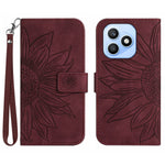For Honor X8d 4G Case Sunflower Imprint Leather Wallet Phone Cover with Wrist Strap