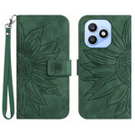 For Honor X8d 4G Case Sunflower Imprint Leather Wallet Phone Cover with Wrist Strap