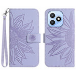 For Honor X8d 4G Case Sunflower Imprint Leather Wallet Phone Cover with Wrist Strap