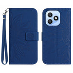 For Honor X8d 4G Case Sunflower Imprint Leather Wallet Phone Cover with Wrist Strap