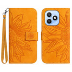 For Honor X8d 4G Case Sunflower Imprint Leather Wallet Phone Cover with Wrist Strap