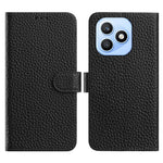 For Honor X8d 4G Case Wallet Stand Litchi Texture Genuine Cow Leather Flip Phone Cover