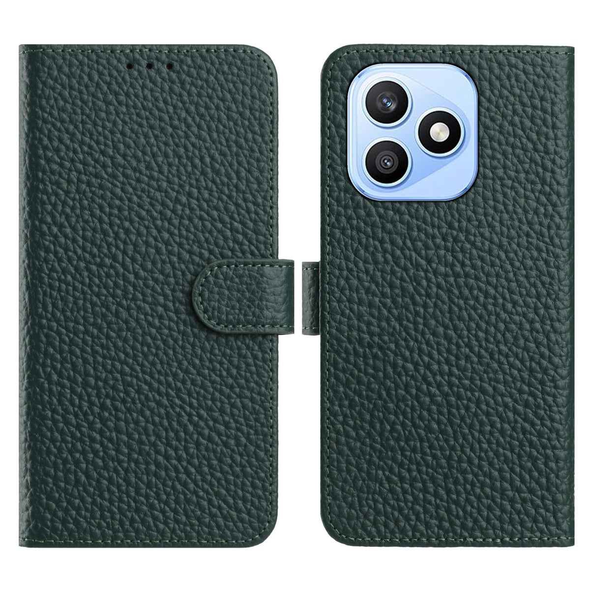For Honor X8d 4G Case Wallet Stand Litchi Texture Genuine Cow Leather Flip Phone Cover