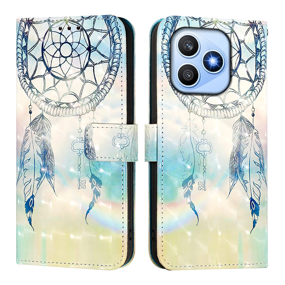 For Honor X8d 4G Leather Case Pattern Printing Wallet Stand Mobile Cover with Strap