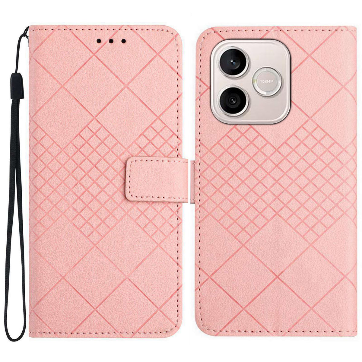 For Honor 600 Lite 5G Case Wallet Imprint PU Leather Flip Folio Phone Cover
