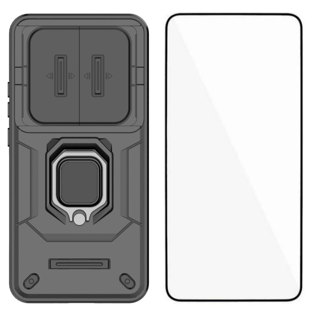 WANLONFENG För Honor X70 5G / Honor X9d 5G / Honor Magic8 Lite 5G ZDX-seriens skal PC TPU stativ bakstycke med linsskydd + härdat glas