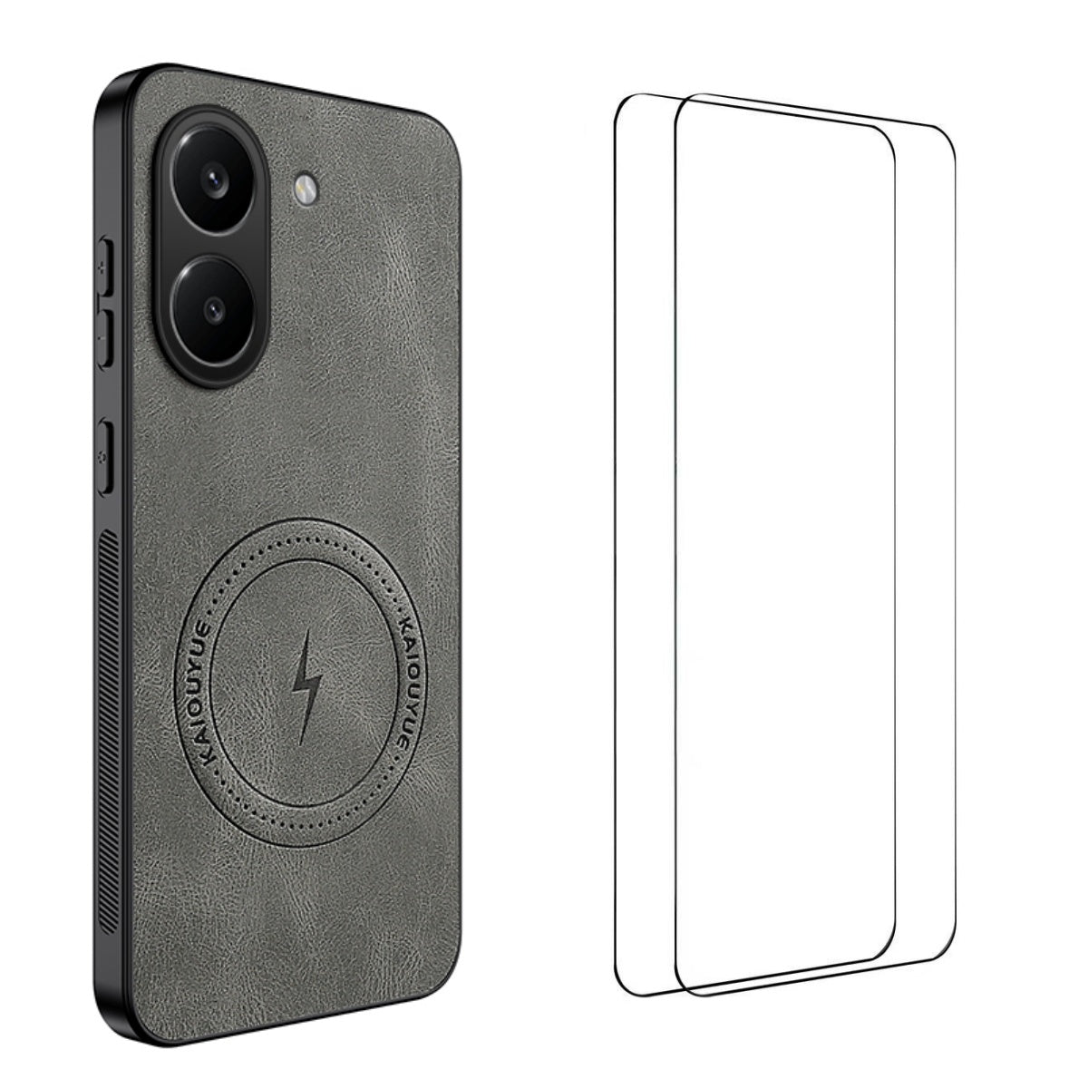 WANLONFENG magnetisk cover til Xiaomi Redmi Turbo 5 5G i SD-serien, mobilcover af PC og TPU med nappatekstur, inklusive 2 skærmfilm