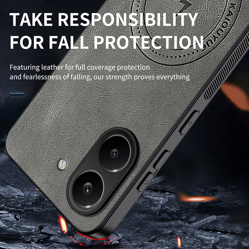 WANLONFENG magnetisk cover til Xiaomi Redmi Turbo 5 5G i SD-serien, mobilcover af PC og TPU med nappatekstur, inklusive 2 skærmfilm