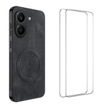 WANLONFENG magnetisk cover til Xiaomi Redmi Turbo 5 5G i SD-serien, mobilcover af PC og TPU med nappatekstur, inklusive 2 skærmfilm