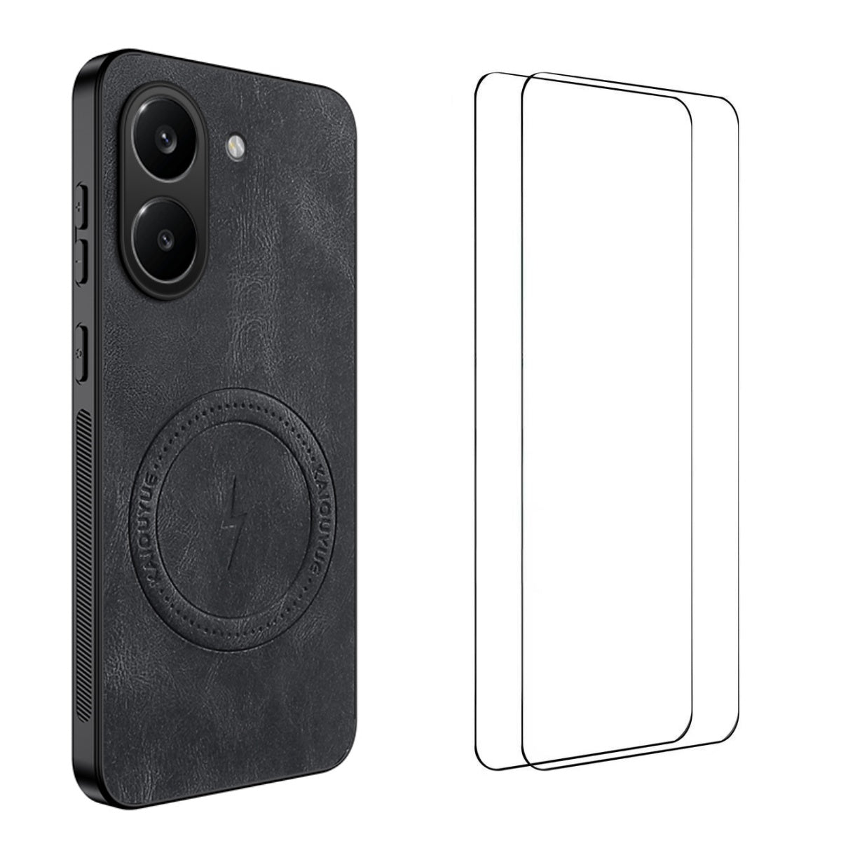 WANLONFENG magnetisk cover til Xiaomi Redmi Turbo 5 5G i SD-serien, mobilcover af PC og TPU med nappatekstur, inklusive 2 skærmfilm