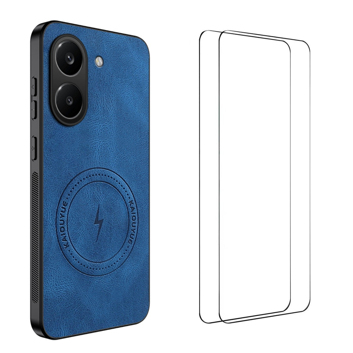WANLONFENG magnetisk cover til Xiaomi Redmi Turbo 5 5G i SD-serien, mobilcover af PC og TPU med nappatekstur, inklusive 2 skærmfilm