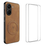 WANLONFENG magnetisk cover til Xiaomi Redmi Turbo 5 5G i SD-serien, mobilcover af PC og TPU med nappatekstur, inklusive 2 skærmfilm