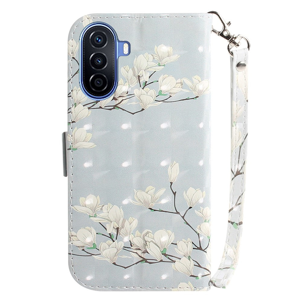 3D Pattern Printing Phone Cover for Huawei nova Y70 Plus 4G, Well-protected PU Leather Stand Wallet Phone Case with Strap