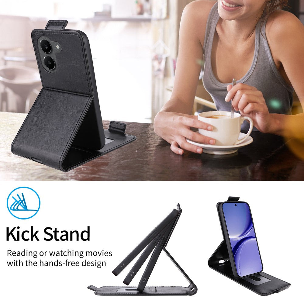 Stativcover med magnetisk lukning til Xiaomi Poco X8 Pro 5G / Redmi Turbo 5 5G, lodret vendbart telefonetui af læder med kortholder
