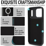 For iPhone 17 Pro Magnetic Case with Detachable Card Holder Kickstand TPU + PU Back Cover Compatible with MagSafe