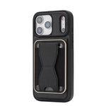 For iPhone 17 Pro Magnetic Case with Detachable Card Holder Kickstand TPU + PU Back Cover Compatible with MagSafe