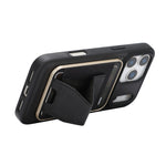 For iPhone 17 Pro Magnetic Case with Detachable Card Holder Kickstand TPU + PU Back Cover Compatible with MagSafe