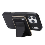 For iPhone 17 Pro Magnetic Case with Detachable Card Holder Kickstand TPU + PU Back Cover Compatible with MagSafe