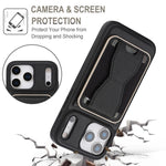For iPhone 17 Pro Magnetic Case with Detachable Card Holder Kickstand TPU + PU Back Cover Compatible with MagSafe
