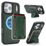 For iPhone 17 Pro Magnetic Case with Detachable Card Holder Kickstand TPU + PU Back Cover Compatible with MagSafe