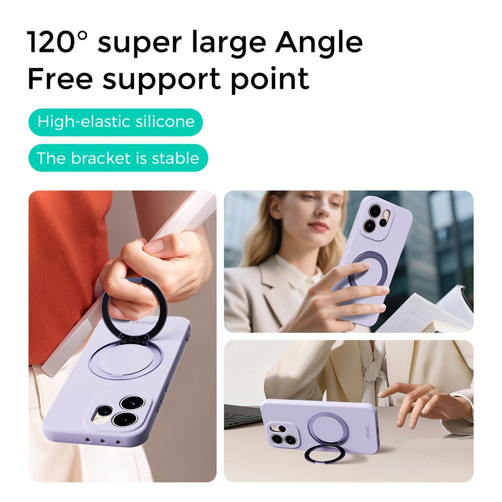 ABEEL För Oppo Reno15 F 5G Magnetiskt Skal Stativ Skin Touch Flytande Silikon mobilskal