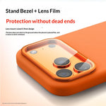 For iPhone 18 Pro Max / 17 Pro Max / 16 Pro Max Magnetic Case PC + Liquid Silicone Phone Cover with Lens Cover Kickstand