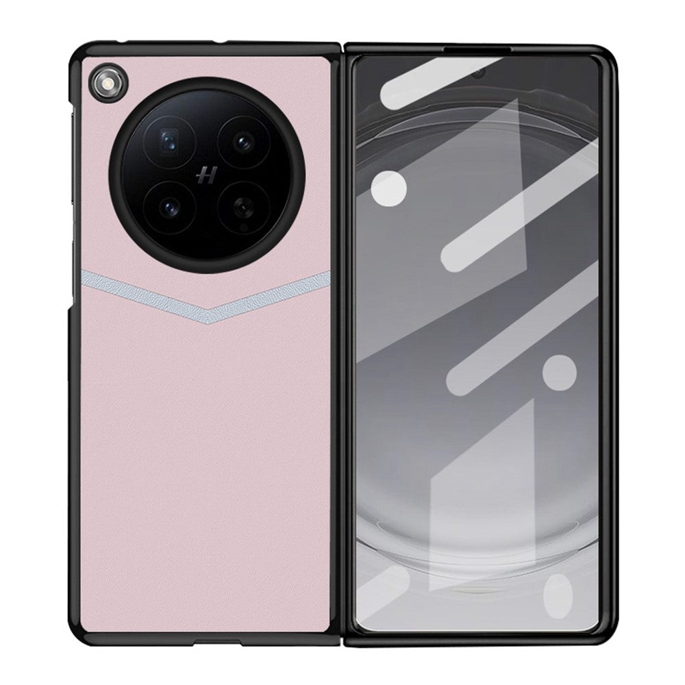 For Oppo Find N6 5G Case V-Shape Splicing Leather Coated PC Phone Cover