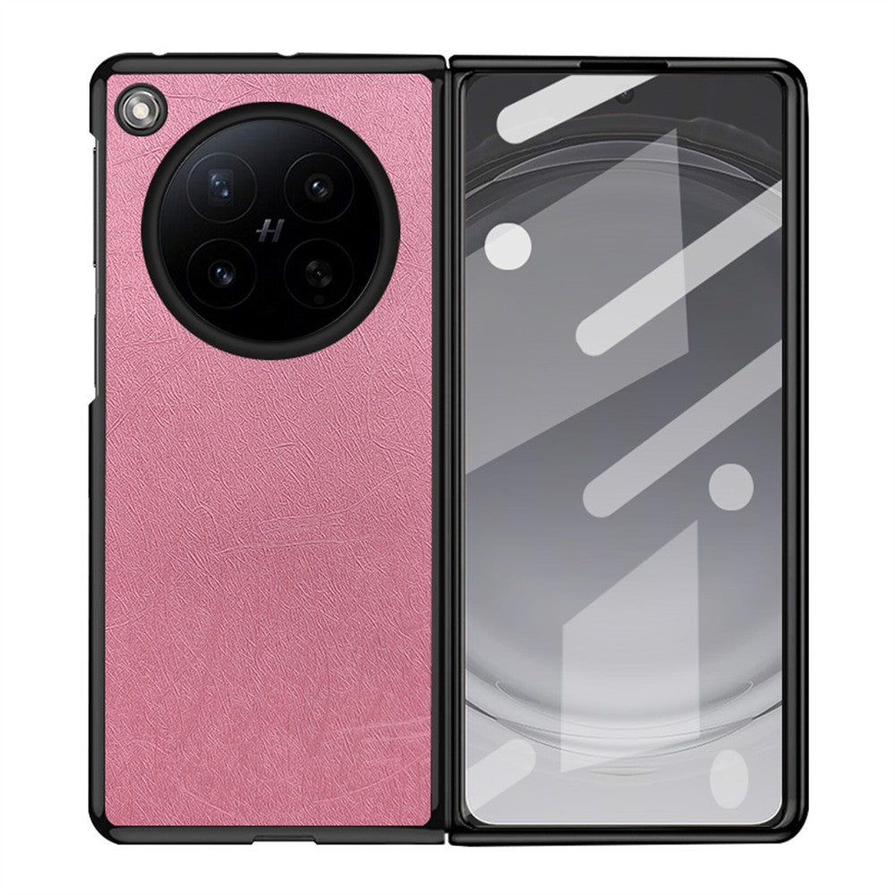 For Oppo Find N6 5G Case Silk-Textured PU Leather Coated PC TPU Protective Phone Back Cover